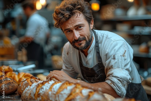 A street food vendor in an apron skillfully prepares delicious baked goods  adding a personal touch to the fast-paced world of food processing