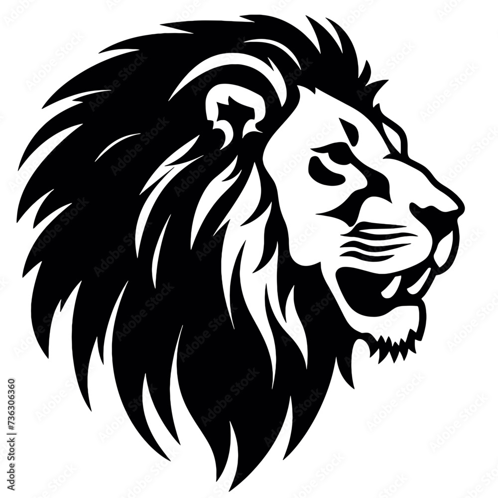 
Lion Face, Silhouettes Lion Face SVG, black and white lion vector