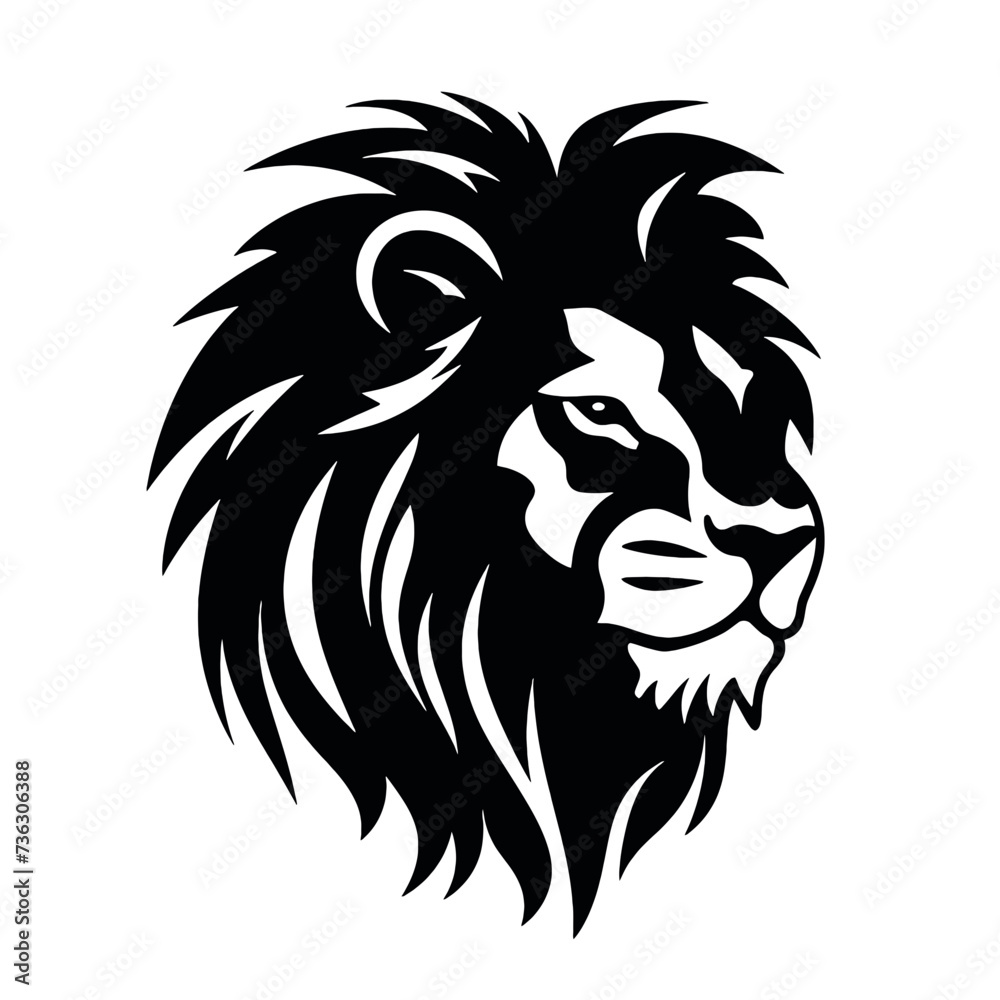 
Lion Face, Silhouettes Lion Face SVG, black and white lion vector
