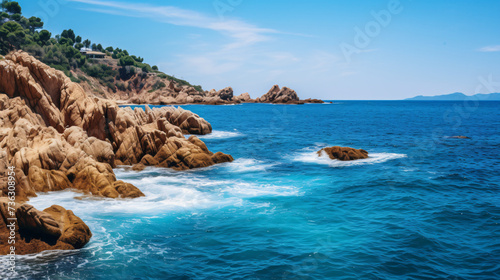 The Summer blue sea with the rock in Spain Costa © Waji