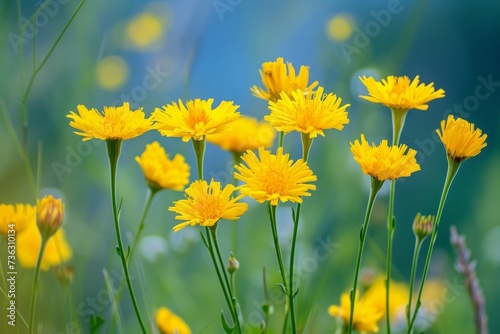 Wild yellow flowers of Pilosella officinarum an invasive species in USA and New Zealand contain umbelliferone resembling coumarin photo