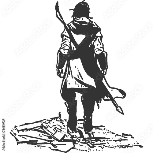 Quest Through Ruin Vintage Illustration Vector