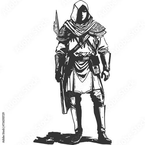 Quest Through Ruin Vintage Illustration Vector