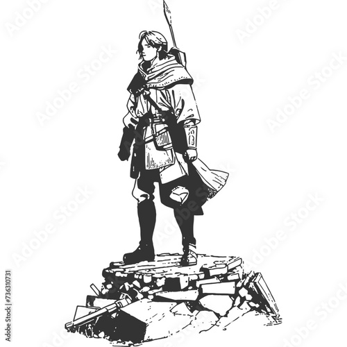 Quest Through Ruin Vintage Illustration Vector