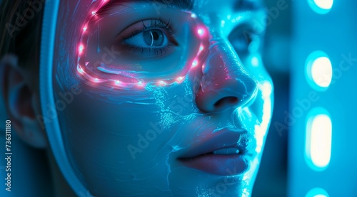 Woman's Face Enhanced with Therapeutic Light Technology photo