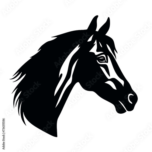 Fototapeta Naklejka Na Ścianę i Meble -  Horse head silhouette icon in black color. Vector template.
