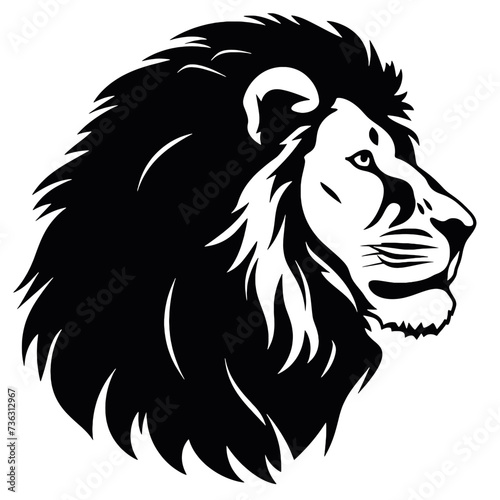 Lion Face, Silhouettes Lion Face SVG, black and white lion vector © vectorcyan