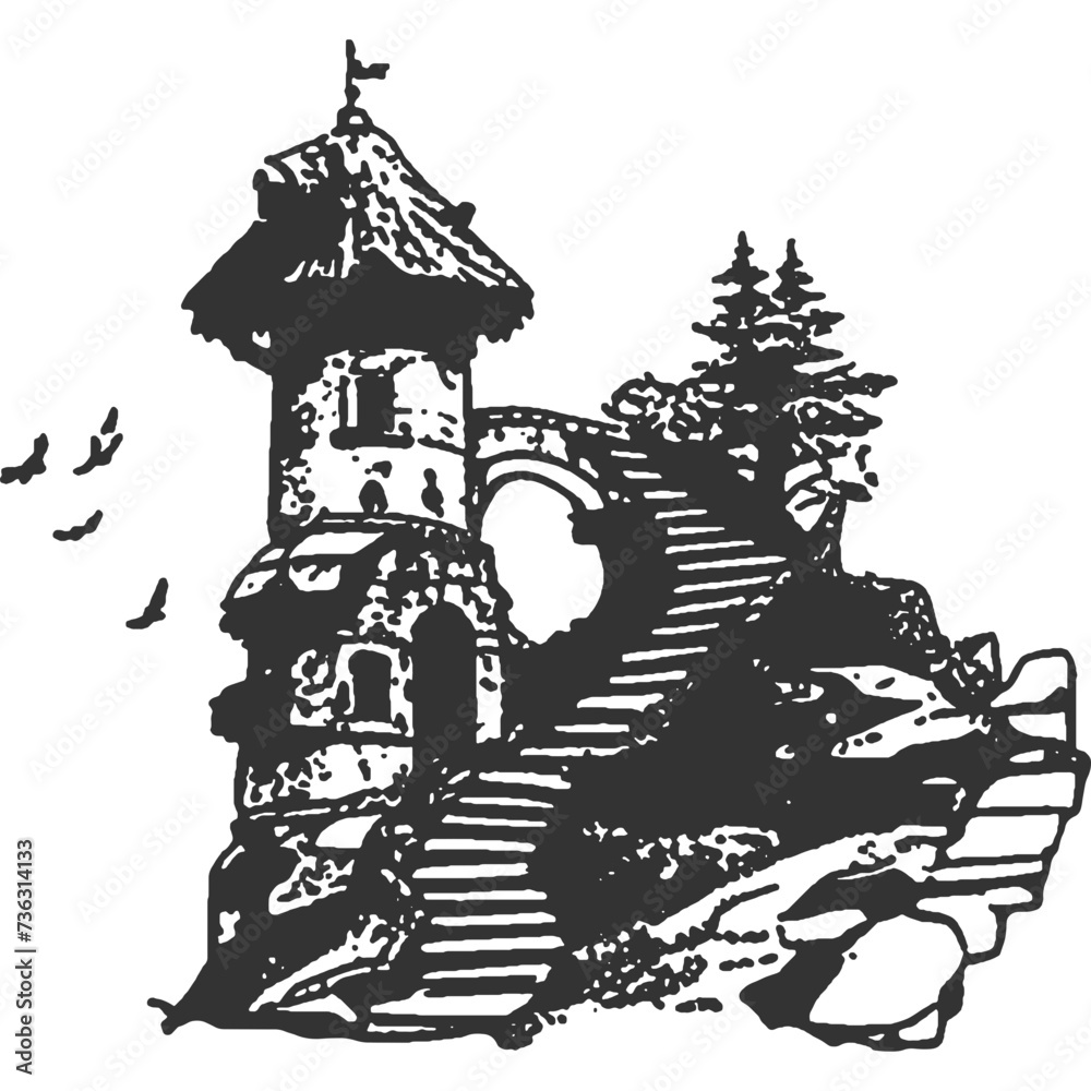 Obraz premium Guardian of Quietude Vintage Illustration Vector