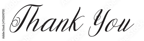Thank you vector lettering. Thank you modern phrase handwritten vector calligraphy with swooshes. Black paint lettering isolated on white background. Postcard, greeting card, t shirt print. in eps 10.