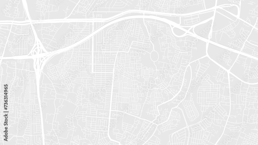 Background Bekasi map, Indonesia, white and light grey city poster. Vector map with roads and water. Widescreen proportion, flat design roadmap.