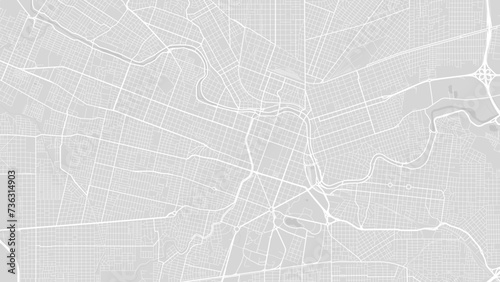 Background Ciudad de Cordoba map, Argentina, white and light grey city poster. Vector map with roads and water. Widescreen proportion, flat design roadmap.