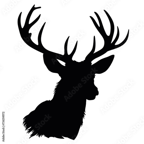Deer head silhouette isolated on white background vector object