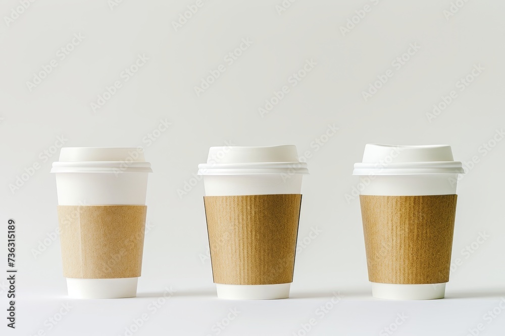 Various to go coffee cups on white backdrop Various to go coffee cups on white backdrop