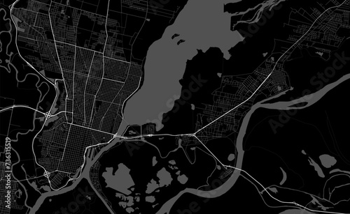Map of Santa Fe de la Vera Cruz city, Argentina. Urban black and white poster. Road map with metropolitan city area view.