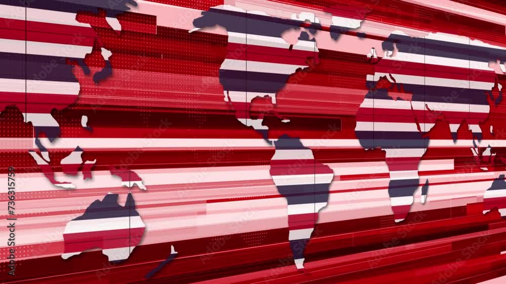 Thailand Flag Breaking News Earth Map Technology Background Animation