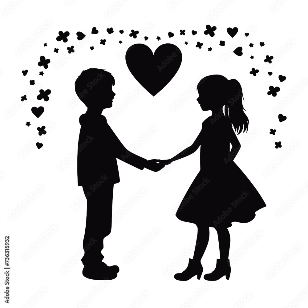 
boy and girl in love silhouette