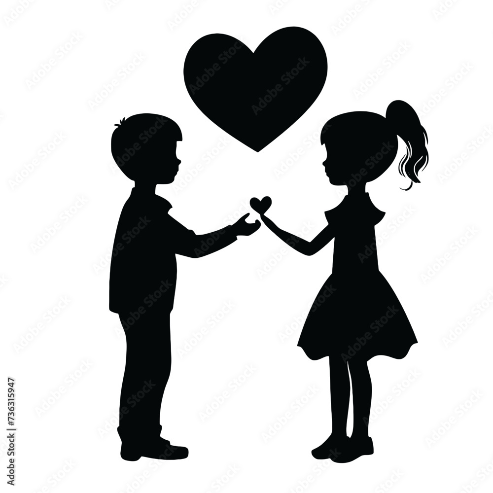 
boy and girl in love silhouette