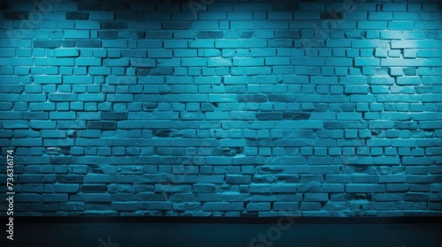 The background of the brick wall is in Cyan color.