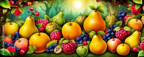 abstract colourful fruits background   fruits website banner background