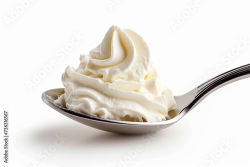 Whipped mascarpone cheese cream on white background