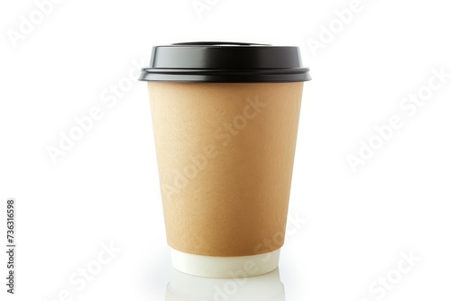 White background isolate blank Kraft coffee cup