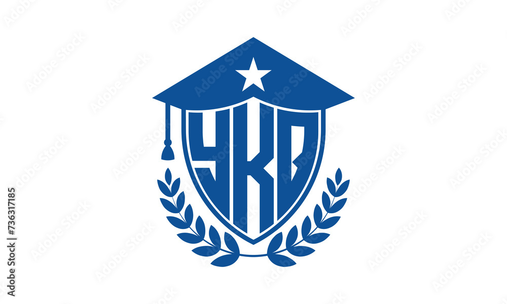 YKQ three letter iconic academic logo design vector template. monogram, abstract, school, college, university, graduation cap symbol logo, shield, model, institute, educational, coaching canter, tech YKQ three letter iconic academic logo design vector template. monogram, abstract, school, college, university, graduation cap symbol logo, shield, model, institute, educational, coaching canter, tech