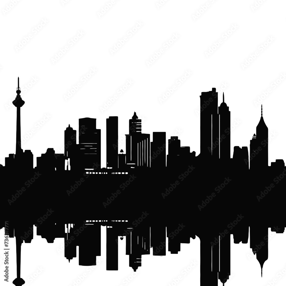 Silhouette of city with black color on white background