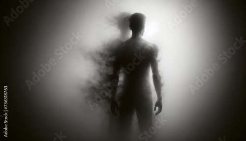 Shadowy Figure Vanishing into Mist