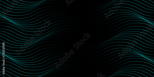 Vector wavy lines form a smooth curve, smooth dynamic blue gradient light isolated on black background for the concept of technology, digital technology, communication, science, music.