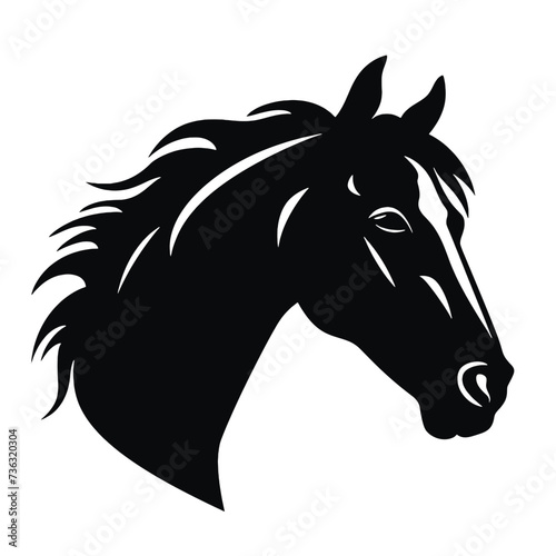Horse head silhouette icon in black color. Vector template.
