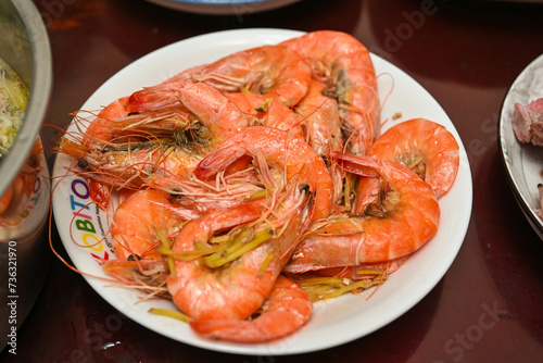 Chinese New Year dishes on Chinese New Year's Eve in Chinese New Year celebrations . shrimp
