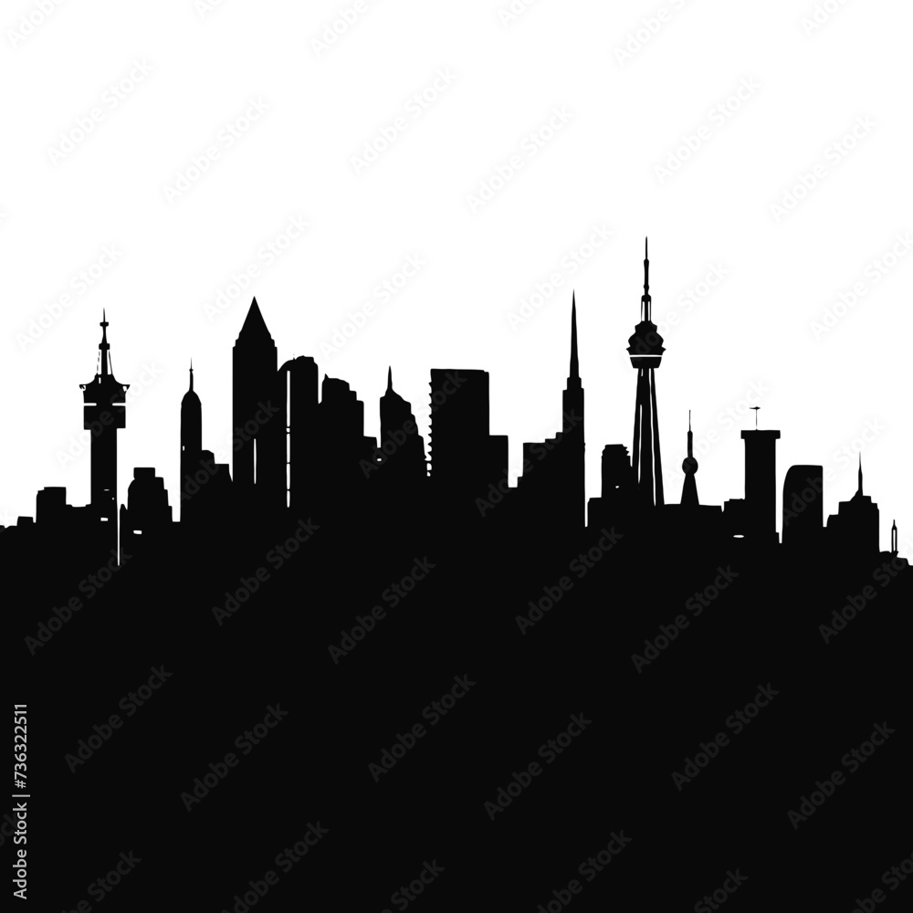 city skyline with silhouette