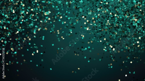 The background of the confetti scattering is in Emerald color. photo