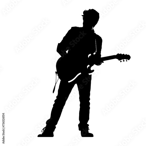 silhouette of a person with a guitar