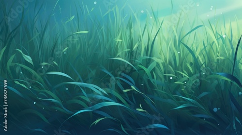 The background of the grass is in Aqua color