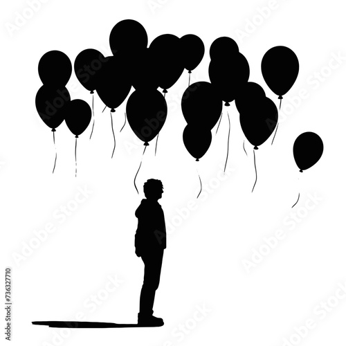 child with balloons silhouette