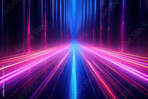 Abstract background with vertical neon lines in pink and blue, emitting a luminous and stylish aura