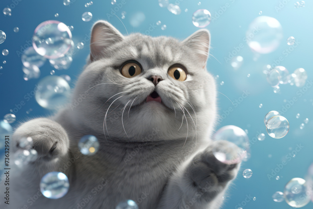 Adorable White Kitten with Fluffy Fur and Green Eyes, Curiously Looking, against Grey Tabby Background Adorable White Kitten with Fluffy Fur and Green Eyes, Curiously Looking, against Grey Tabby Background