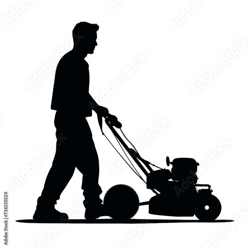 man mowing lawn