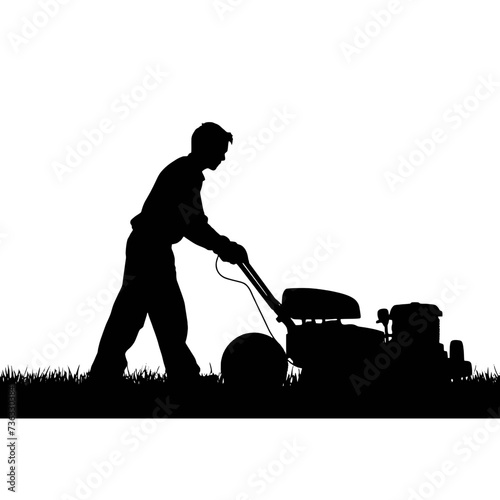 man mowing lawn