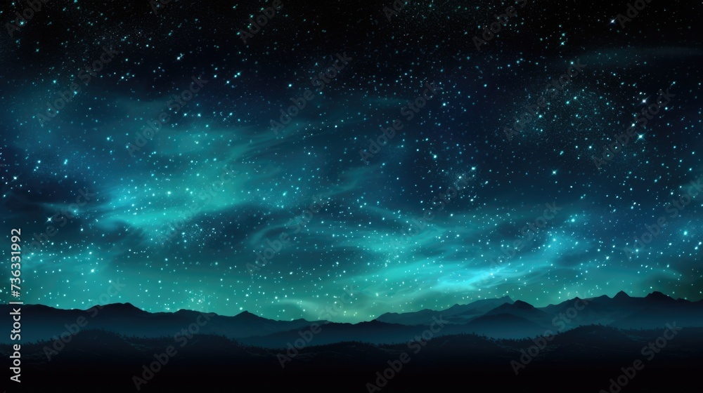  The background of the starry sky is in Cyan color.