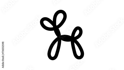 balloon dog logo, black isolated silhouette