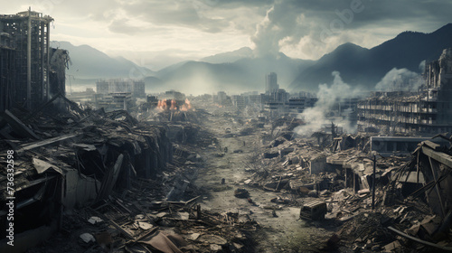 A City view after a massive earthquake © Waji