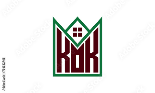 KOK initial letter real estate builders logo design vector. construction ,housing, home marker, property, building, apartment, flat, compartment, business, corporate, house rent, rental, commercial