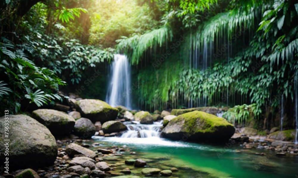 Jungle waterfall cascade in tropical rainforest, amazing nature Jungle waterfall cascade in tropical rainforest, amazing nature