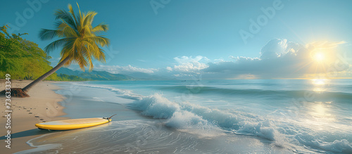 surfboard on the tropical beach