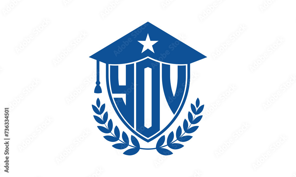 YOV three letter iconic academic logo design vector template. monogram, abstract, school, college, university, graduation cap symbol logo, shield, model, institute, educational, coaching canter, tech YOV three letter iconic academic logo design vector template. monogram, abstract, school, college, university, graduation cap symbol logo, shield, model, institute, educational, coaching canter, tech