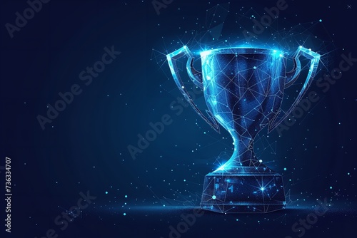 A champion trophy cup in digital backdrop with space a concept of digital success  Generative AI.