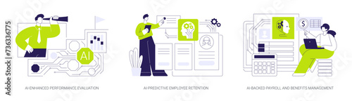 Artificial intelligence in HR abstract concept vector illustrations.