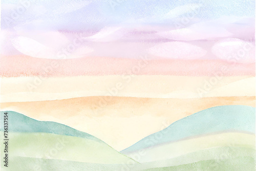 Watercolor painting landscape with colorful sky, colorful landscape painting © ins.dsign